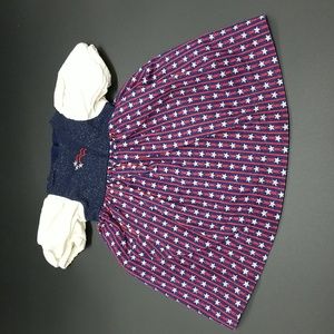 Handcrafted Handmade Red, White and Blue Americana Doll Dress